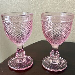 New in Box Goblets Set | Pink Textured Glasses